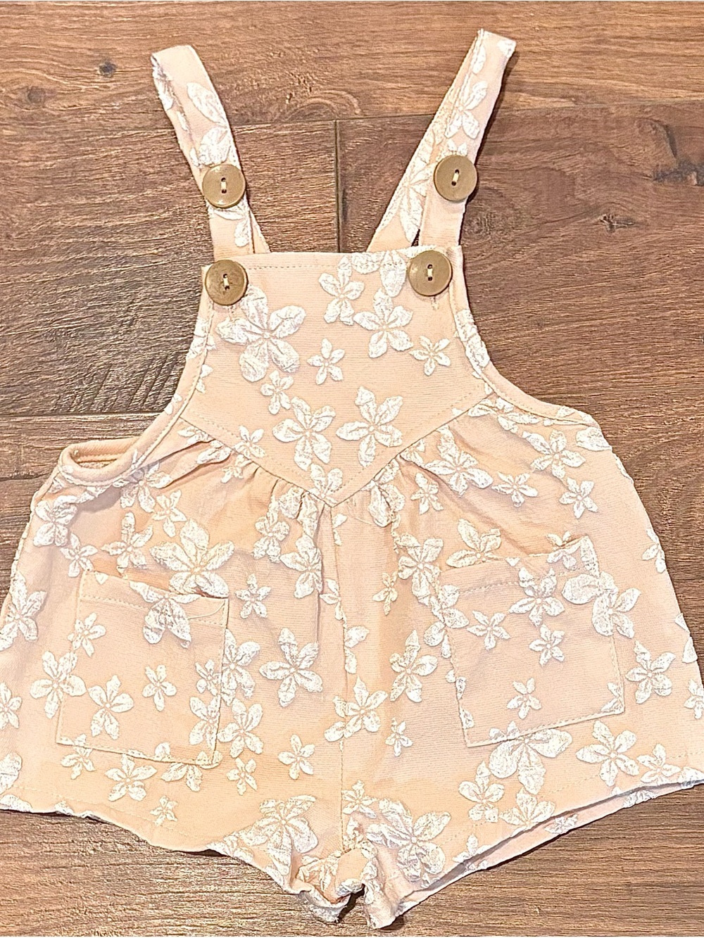 SHEIN Peach Floral Embroidered Short Romper